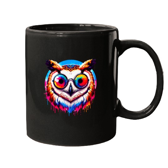 Owl Pet Cool Tie Dye Barn Owl Sunglasses Bird Illustration Art Mugs