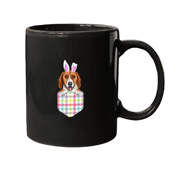 Easter Plaid American Foxhound Bunny Dog In Pocket Mugs