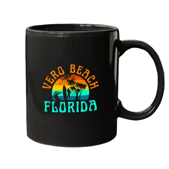 Surf Life Vero Beach Florida Surfing Beach Ocean Waves Surf Vintage Mugs