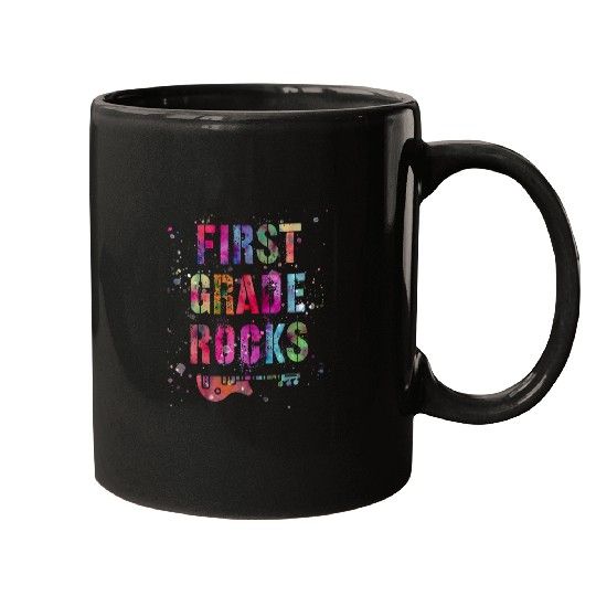 1st GRADE ROCKS Student Teacher Team Rockstar FIRST Tie Dye Mugs