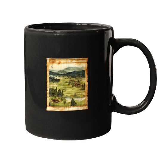 Farming Papyrus Scroll Japanese Art Farmer Rice Field 215 Mugs