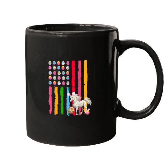 American Flag Easter Eggs Bunny Horse Eggs Basket Farmer Mugs