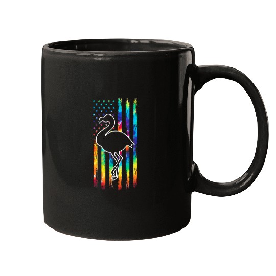 Pink Flamingo Tie dye American Flag Flamingp Flamingos Flamingos Mugs