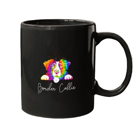 Border Collie Tie Dye Rainbow Dog Lover Mugs