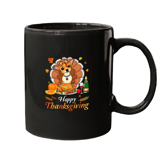 Chihuahua Dog Turkey Costume Wines Pie Pumpkin Thanksgiving Mugs
