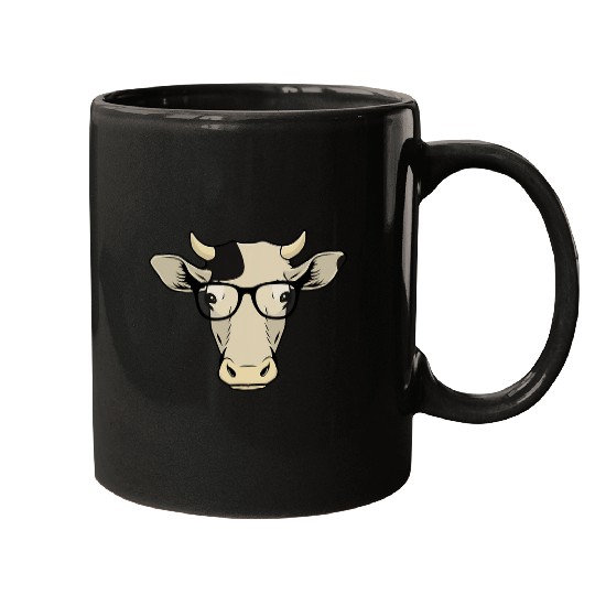 Cow Lover Funny Hipster Cow In Spectacles Cattle Eye Glasses Gift Mugs