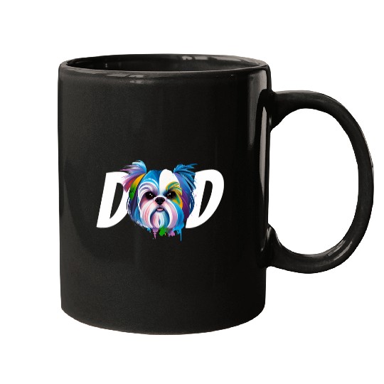 Colorful Shih Tzu Dad Dog Lovers Fathers Day Men Mugs