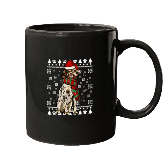 English Setter Dog Santa Hat xmass Ugly Christmas Mugs