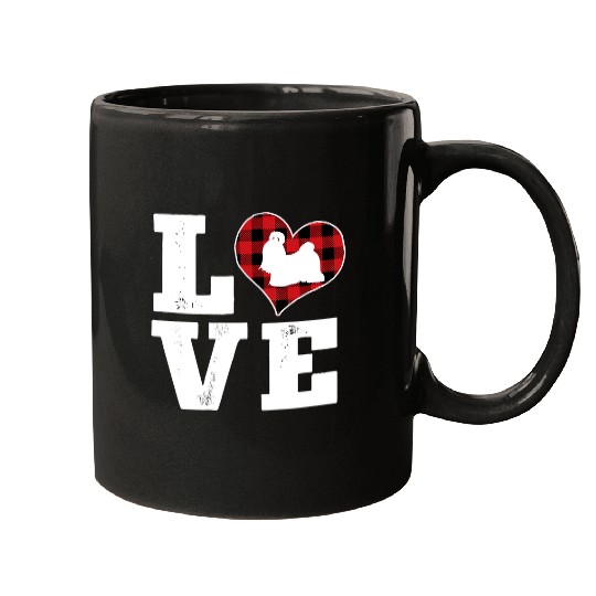 Love Shih Tzu Dog Lovers Gifts buffalo plaids Valentines Day Mugs
