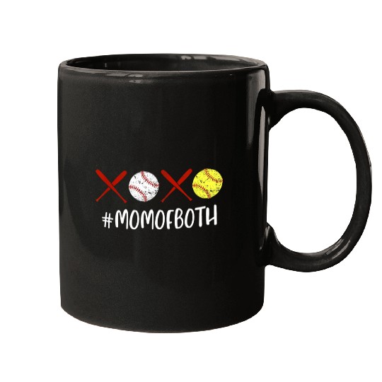 Funny XOXO Mom Of Both Softball Mom Baseball Mom Mothers Day Mugs