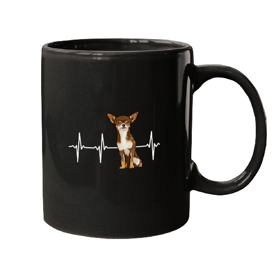 Brown Chihuahua Heartbeat Dog Lover Mugs