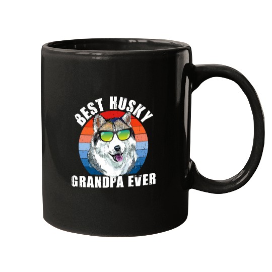 bests Husky Grandpa Ever Retro Fathers Day Dog Lover 1 Mugs