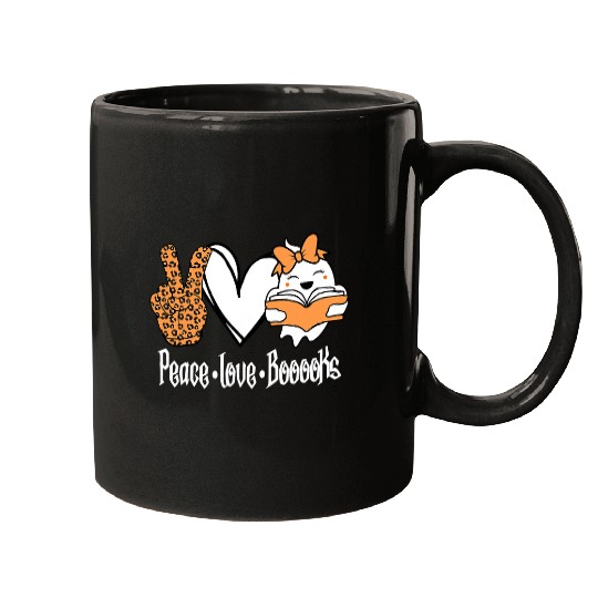 Reading Book Peace Love Booooks ghosts Reading Books Halloween Reader Mugs