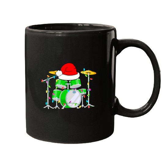 Drums Christmas Music Instrument Band Drummer Rock Xmas Mugs