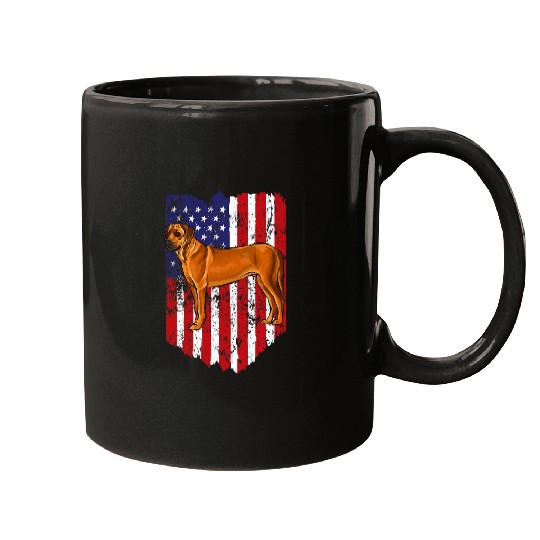 American Flag Rhodesian Ridgeback 4th Of July USA Mugs