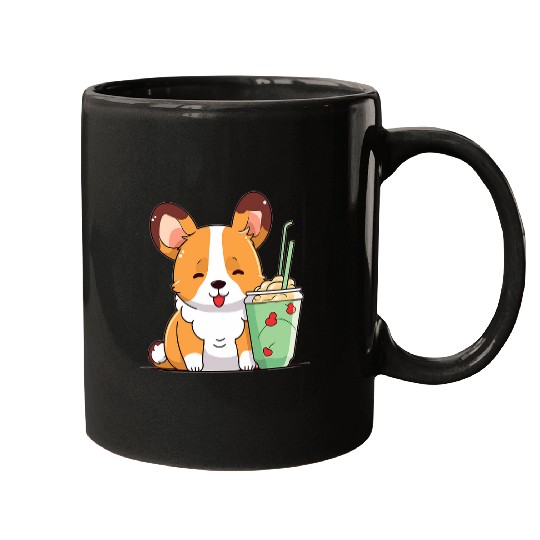 Boba Milk Tea Corgi Bobas Welsh Dog Puppy Bubble Tea Kawaii 6 Mugs