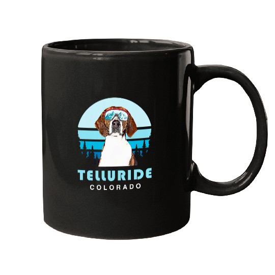 American Foxhound Winter Skis Telluride Colorado Dog Lover Mugs