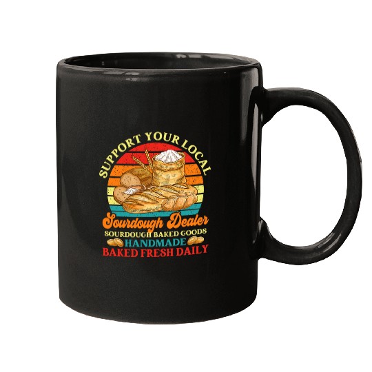 Bread Baker Retro Sunset Support Your Local Sourdough dealers 1 Mugs