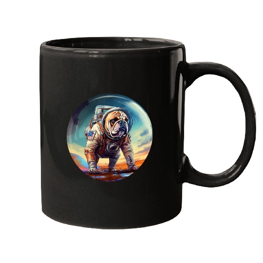 English Bulldog Mars Funny Dog Astronaut 21 Mugs