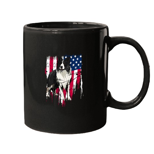 Border Collie American Flag USA Awesome Mugs