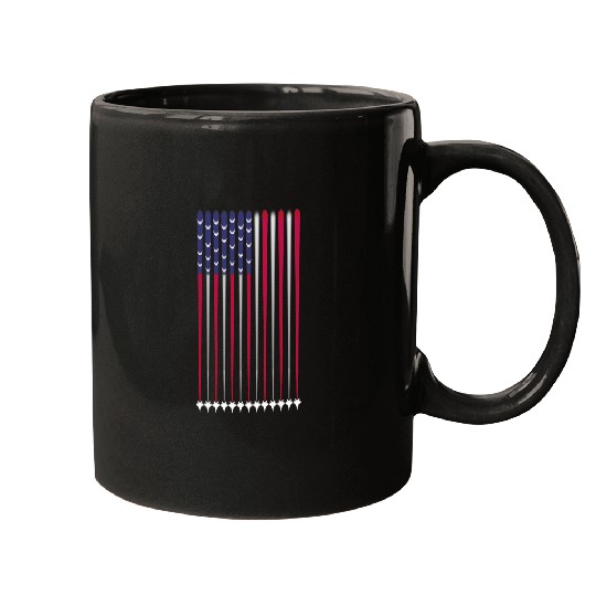 F22 Raptor Airshow American Flag 4th of July Airplane Art Mugs