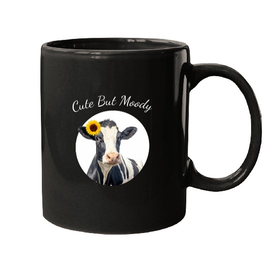 Cute But Moody Cow I Sunflower Farmer Farming Cows Mugs