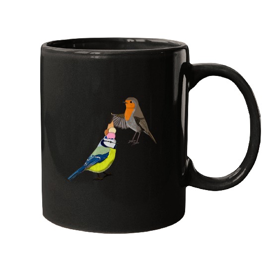 Robin Blue Titmouse Bird Art Ice Cream Birdlover Birdwatcher Mugs