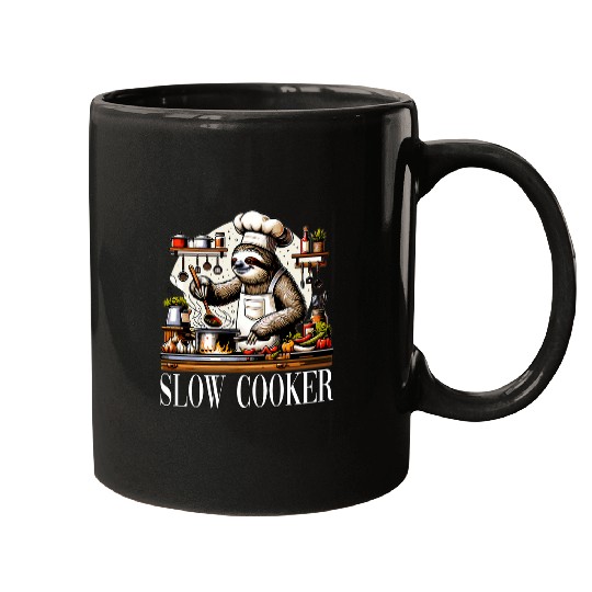 Chef Sloth Slow Cooker for a Chef Cook Mugs