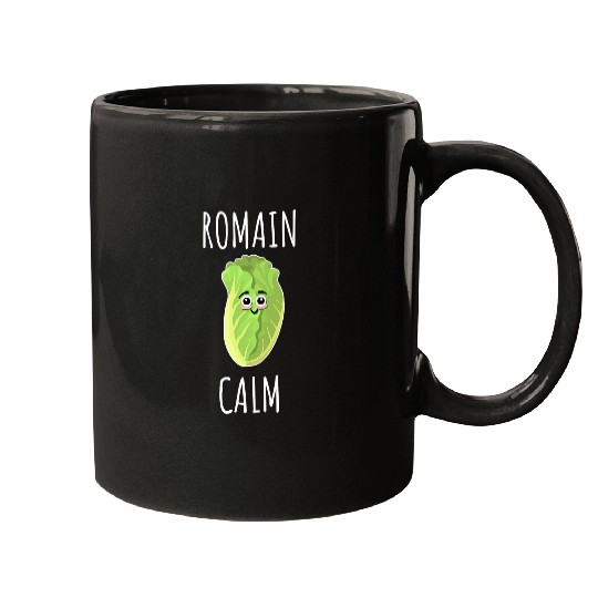 Romain Calm Romaine Lettuce Pun Vegan Vegetable Gardener Mugs
