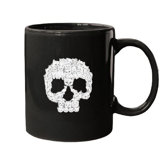 Halloween Scary Cat Skull Kitty Skeletons Motorcycle Biker Mugs