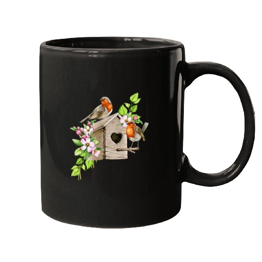 Robin Birds on Birdhouse 2Birder 2Bird Watching Mugs