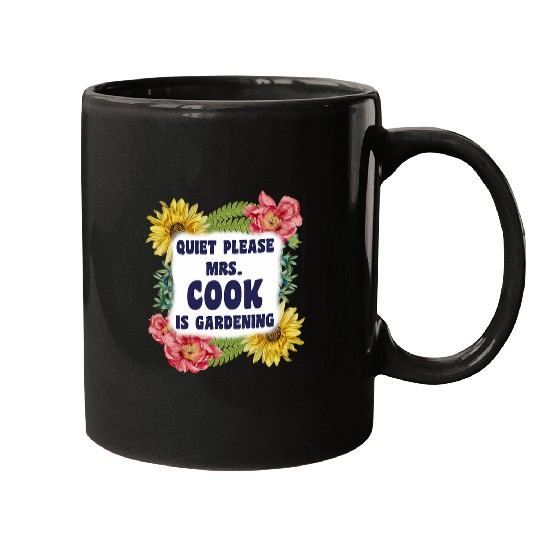 Funny Garden Family Last Name Cook Gardening for Women Mugs