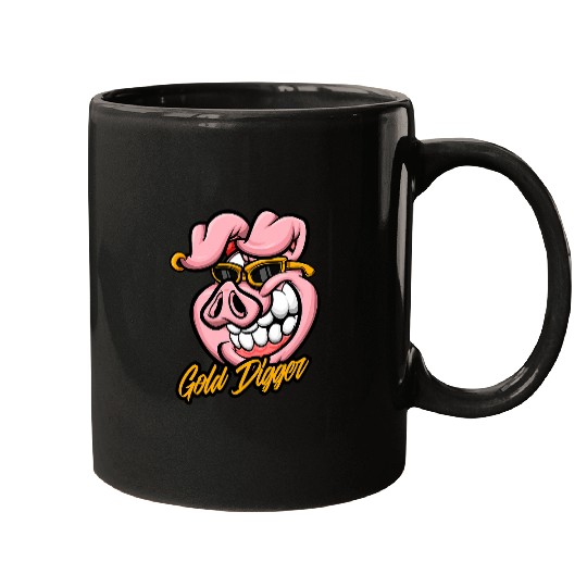 Piggy Golden Grave Lovers Pink Pig Mugs