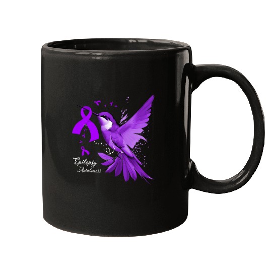 Hummingbird Purple Ribbon Epilepsy Awareness Month Warrior Mugs