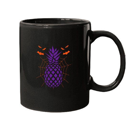 Pumpkin Spider Web Lazy Halloween Costume Fruit Hawaiian Mugs