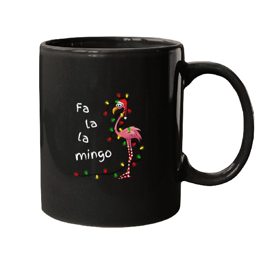 Flamingo Christmas Tree Lights Tropical Fa La La Mingo Tee Mugs
