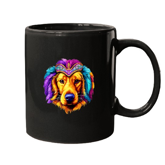 Golden Retriever Dog Mardi Gras Costume for Men Women Mugs