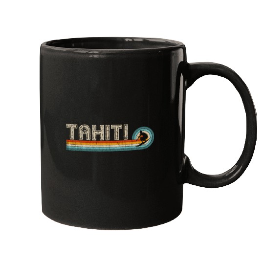 Surf Life Souvenir Tahiti Island Surfing Clothes 70s 80s Retro Tahiti Mugs