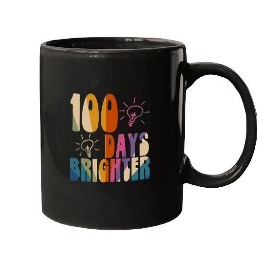 100 Days Brighter Happy 100 Days Of School Teachers Student Mugs