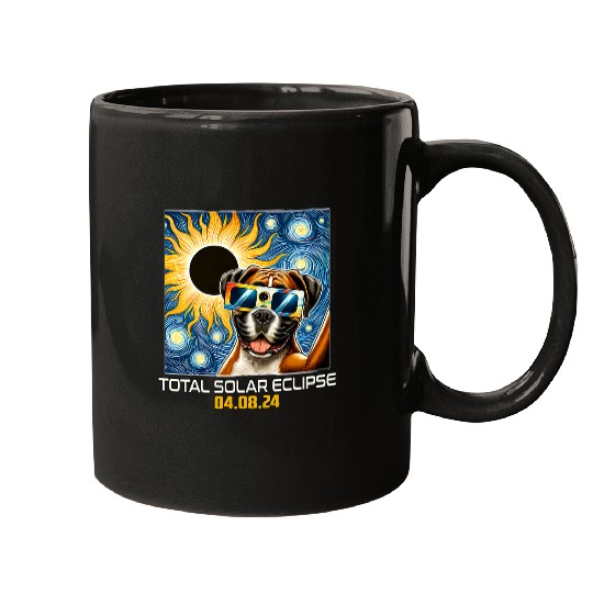 Boxer Dog Taking Selfie Solar Eclipse Mugs