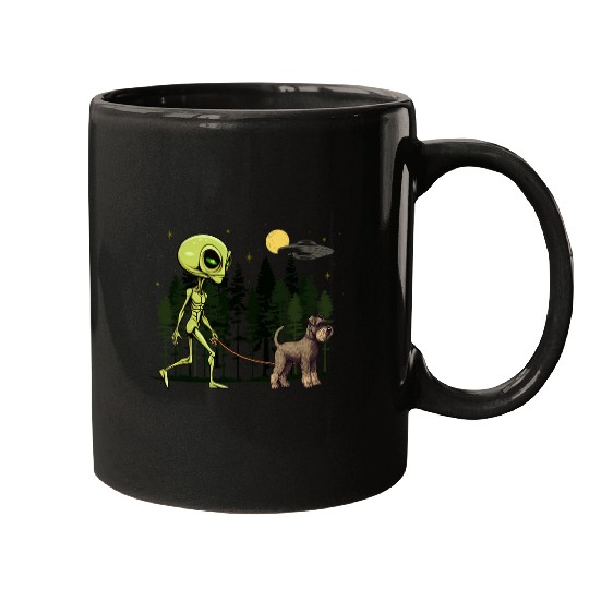 Funny Standard Schnauzer Alien Walking UFO Pet Dog Mom Dad Mugs