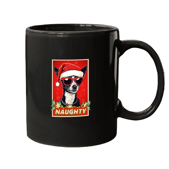 Funny Toy Fox Terrier Christmas Naughty Vintage Mugs