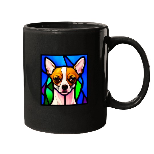 Chihuahua Stained Glass Pop Art 3 Mugs