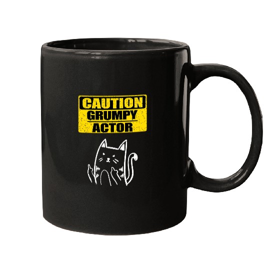 Funny Working Caution Grumpy Actor Colleague Sarcastic Cat Mugs