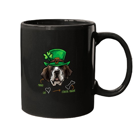 Funny St Patricks Day St Bernard Dog Saint Bernard Irish Mugs