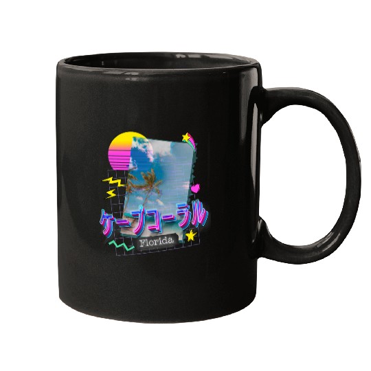 CAPE CORAL JAPV Vaporwave 80s Retro Japanese Florida Kanji Mugs