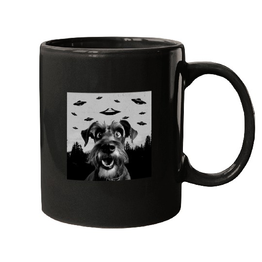 Alien UFO Funny Standard Schnauzer Dog Lover Men Women Kids Mugs