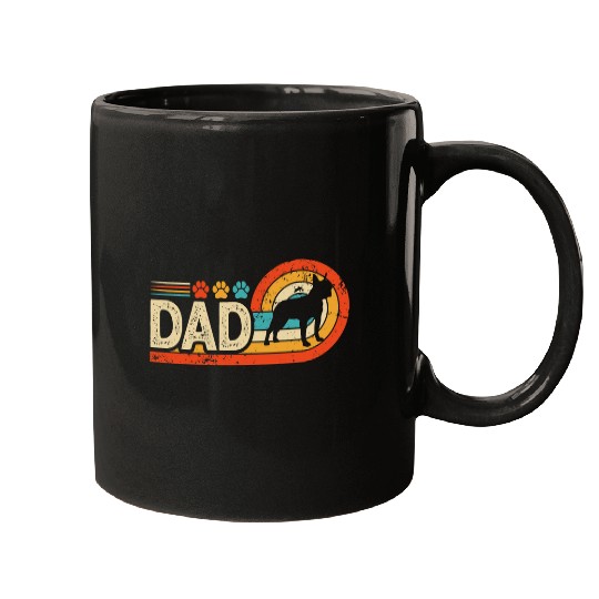 Border Collie Dad Retro Dog Paw Fathers Day Mugs