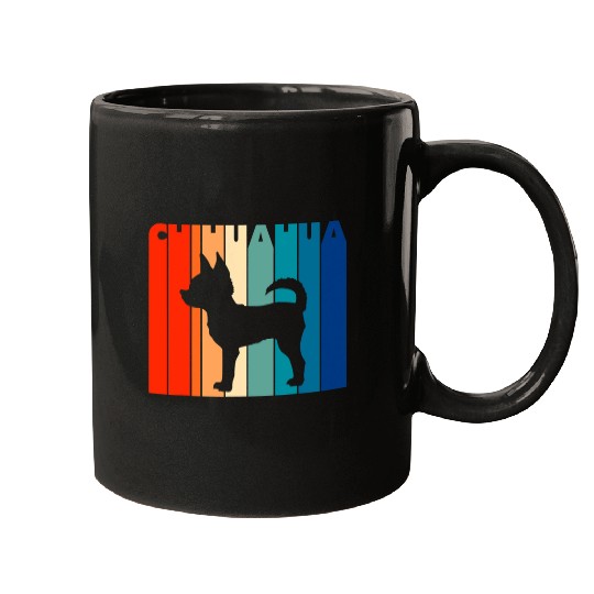 Chihuahua vintages Retro Stripes 60s 70s 80s Silhouette Dog Mugs