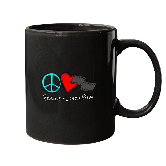 Film art saying Peace Love Film for movie lovers Mugs